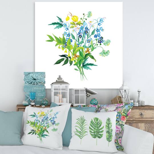 Designart - Meadow Flowers Garland - Farmhouse Canvas Wall Art Print